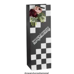 Geschenktaschen für Flaschen, 36cm x 12cm x 10cm, 230g/m², matt-schwarz, 10 Stück