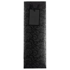 Geschenktaschen für Flaschen, 36cm x 12cm x 10cm, 230g/m², Lack-Ornamentik, matt-schwarz, 10 Stück