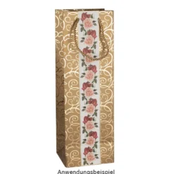 Geschenktaschen für Flaschen, 36cm x 12cm x 10cm, 230g/m², 4 versch. Designs und Farben, 10 Stück