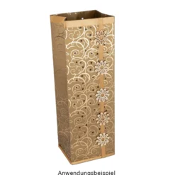 Geschenktaschen für Flaschen, 36cm x 12cm x 10cm, 230g/m², Spiegel-Ornamentik, gold, 10 Stück