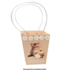 Geschenk-Taschen für Pflanzen, 15,5cm x 13cm x 9,5cm, 260g/m², verschiedene Farben, 4 Stück