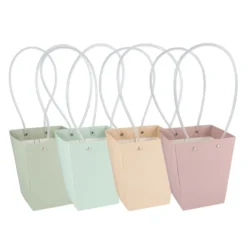 Geschenk-Taschen für Pflanzen, 15,5cm x 13cm x 9,5cm, 260g/m², verschiedene Farben, 4 Stück