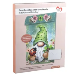 Geschenktaschen-Grußkarte mit Diamond Painting, Wichtel, 16,5cm hoch, inkl. Zubehör
