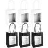 Geschenktaschen mit Folien-Sichtfenster & Henkel, 7,5cm x 12,5cm, 16,5cm, weiß, schwarz, 6 Stück