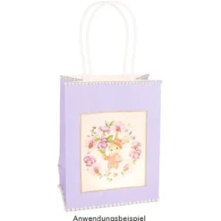Geschenktaschen mit Folien-Sichtfenster & Henkel, 7,5cm x 12,5cm, 16,5cm, weiß, schwarz, 6 Stück