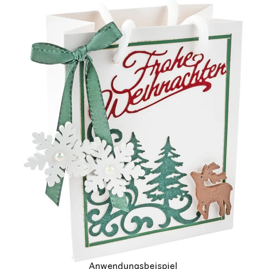 Geschenktaschen mit Henkel, 11cm x 14cm x 6cm, 210 g/m², weiß, 10 Stück