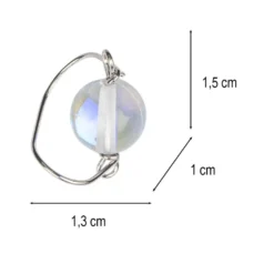 Glas-Anhänger mit Kettelstift, Perle in Drahtspirale, 1,5cm x 1,3cm x 1cm, klar-irisierend, 4 Stück
