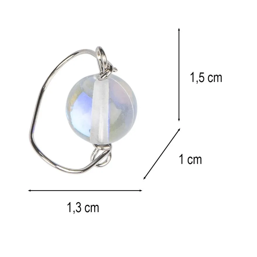 Glas-Anhänger mit Kettelstift, Perle in Drahtspirale, 1,5cm x 1,3cm x 1cm, klar-irisierend, 4 Stück