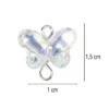Glas-Anhänger mit Kettelstift, Schmetterling, 1,5cm x 0,6cm x 1cm, 10 versch. Farben, 21 Stück