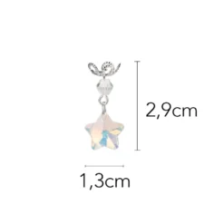 Glas-Anhänger mit Perlenkappe, Stern, 2,9cm x 1,3cm, klar-irisierend, 20 Stück
