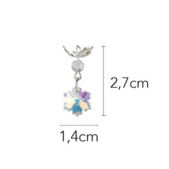 Glas-Anhänger mit Perlenkappe, Eiskristall, 2,7cm x 1,4cm, klar-irisierend, 20 Stück