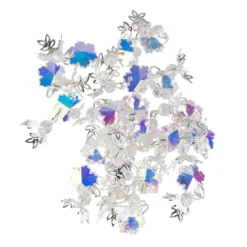 Glas-Anhänger mit Perlenkappe, Eiskristall, 2,7cm x 1,4cm, klar-irisierend, 20 Stück