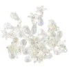 Glas-Anhänger mit Perlenkappe, Tropfen 2, 3,5cm x 1,9cm, facettiert, klar, irisierend, 20 Stück