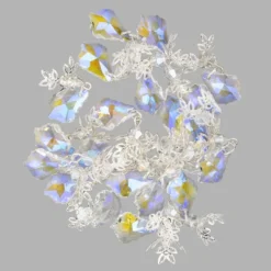 Glas-Anhänger mit Perlenkappe, Tropfen 1, 3,1cm x 1,5cm, facettiert, klar, irisierend, 20 Stück