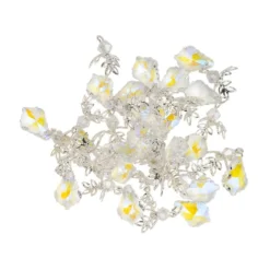 Glas-Anhänger mit Perlenkappe, Tropfen 1, 3,1cm x 1,5cm, facettiert, klar, irisierend, 20 Stück