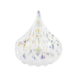 Glas-Bonboniere, facettiert, 2-teilig, Ø 7,5cm, 8,5cm hoch, abnehmbarer Deckel, klar-irisierend