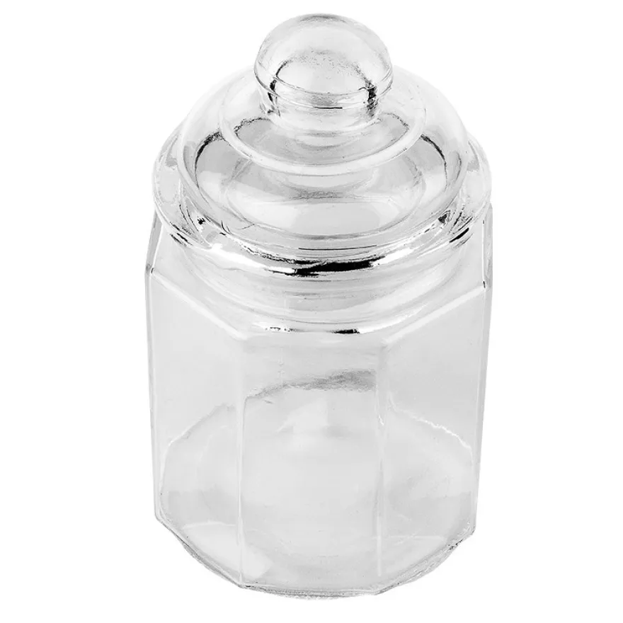 Glas-Bonbonieren, achteckig, mit Glasdeckel, 8cm x 8cm x 12,5cm, Füllmenge: 230ml, 2 Stück