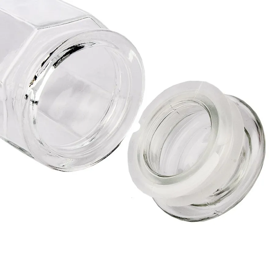 Glas-Bonbonieren, achteckig, mit Glasdeckel, 8cm x 8cm x 12,5cm, Füllmenge: 230ml, 2 Stück