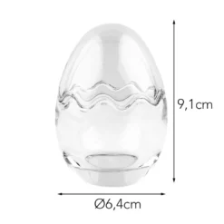 Glas-Eier, 2-teilig, Ø 6,4cm, 9,1cm hoch, abnehmbarer Deckel, klar, 2 Stück