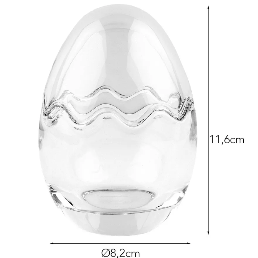 Glas-Eier, 2-teilig, Ø 8,2cm, 11,6cm hoch, abnehmbarer Deckel, klar, 4 Stück