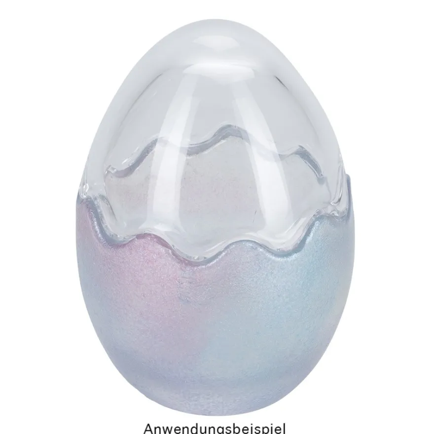 Glas-Eier, 2-teilig, Ø 8,2cm, 11,6cm hoch, abnehmbarer Deckel, klar, 4 Stück