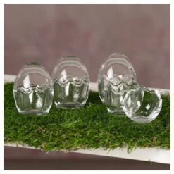 Glas-Eier, 2-teilig, Ø 5,5cm, 7,6cm hoch, abnehmbarer Deckel, klar, 4 Stück