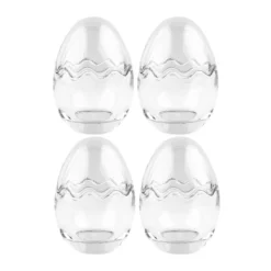 Glas-Eier, 2-teilig, Ø 5,5cm, 7,6cm hoch, abnehmbarer Deckel, klar, 4 Stück