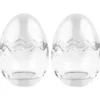 Glas-Eier, 2-teilig, Ø 8,2cm, 11,6cm hoch, abnehmbarer Deckel, klar, 2 Stück
