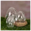 Glas-Eier, 2-teilig, 3 verschiedene Größen, abnehmbarer Deckel, klar, 3 Stück