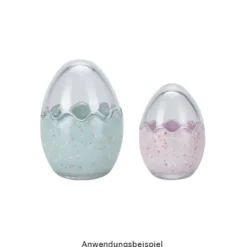 Glas-Eier, 2-teilig, 3 verschiedene Größen, abnehmbarer Deckel, klar, 3 Stück