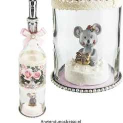 Glasflasche mit abnehmbarem Boden, 27,5cm hoch, Ø7,5cm, schwarzer Boden