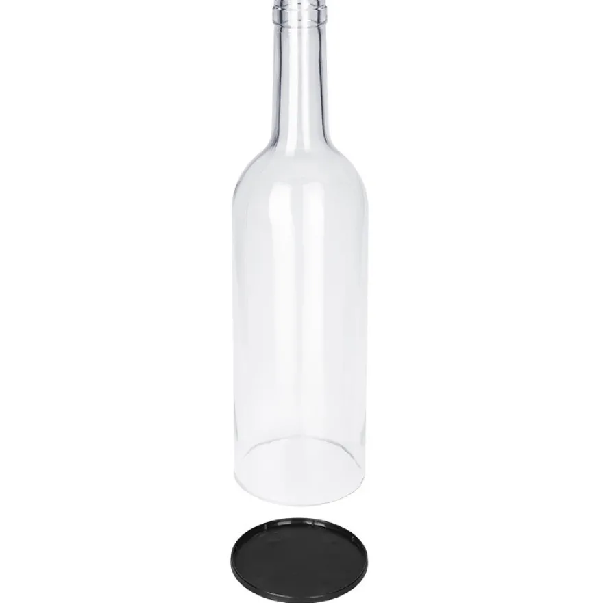Glasflasche mit abnehmbarem Boden, 27,5cm hoch, Ø7,5cm, schwarzer Boden
