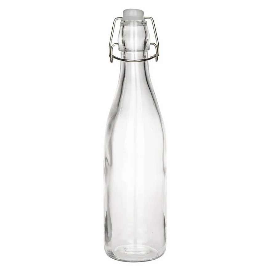 Glasflasche, rund, mit Bügelverschluss, Ø 7cm, 27,3cm hoch, Füllmenge: 520ml