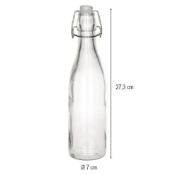 Glasflasche, rund, mit Bügelverschluss, Ø 7cm, 27,3cm hoch, Füllmenge: 520ml