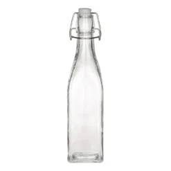 Glasflasche, viereckig, mit Bügelverschluss, 6,4cm x 6,4cm, 27,4cm hoch, Füllmenge: 550ml