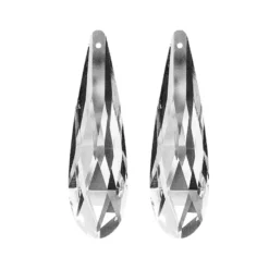 Glaskunst, Briolette Anhänger, Dione, 2,2cm x 7,6cm, facettiert, klar, 2 Stück