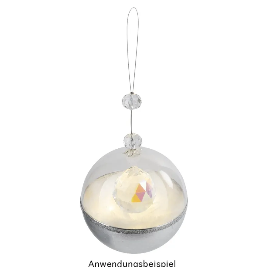 Glaskunst, Briolette Anhänger, Kugel, Ø 5cm, facettiert, klar