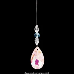 Glaskunst, Briolette Anhänger, Hera, 2,2cm x 3,8cm, facettiert, irisierend, 3 Stück