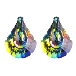 Glaskunst, Briolette Anhänger, Zeus, 3,5cm x 5cm, facettiert, bunt, 2 Stück