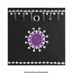 Glaskunst, Koppen, Octagon, Ø 1,2cm, facettiert, anthrazit/silberfarbene Rückseite, 36 Stück