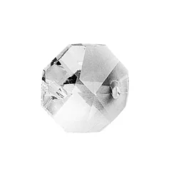 Glaskunst, Koppen, Octagon, Ø1,4cm, facettiert, klar, mit zwei Öffnungen, 30 Stück