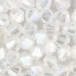 Glaskunst, Perlen, Diamant, 0,8cm x 0,8cm, facettiert, klar irisierend, 50 Stück