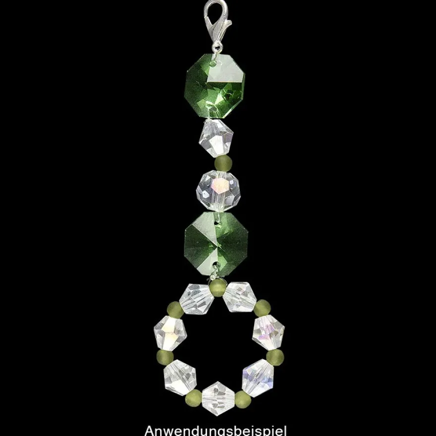 Glaskunst, Perlen, Diamant, 0,8cm x 0,8cm, facettiert, klar irisierend, 50 Stück