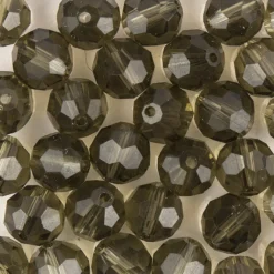 Glaskunst, Perlen, Kugel, Ø 1cm, facettiert, klar hellgrau, 30 Stück