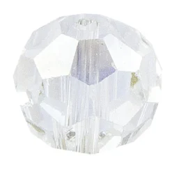 Glaskunst, Perlen, Kugel, Ø 1cm, facettiert, klar irisierend, 30 Stück