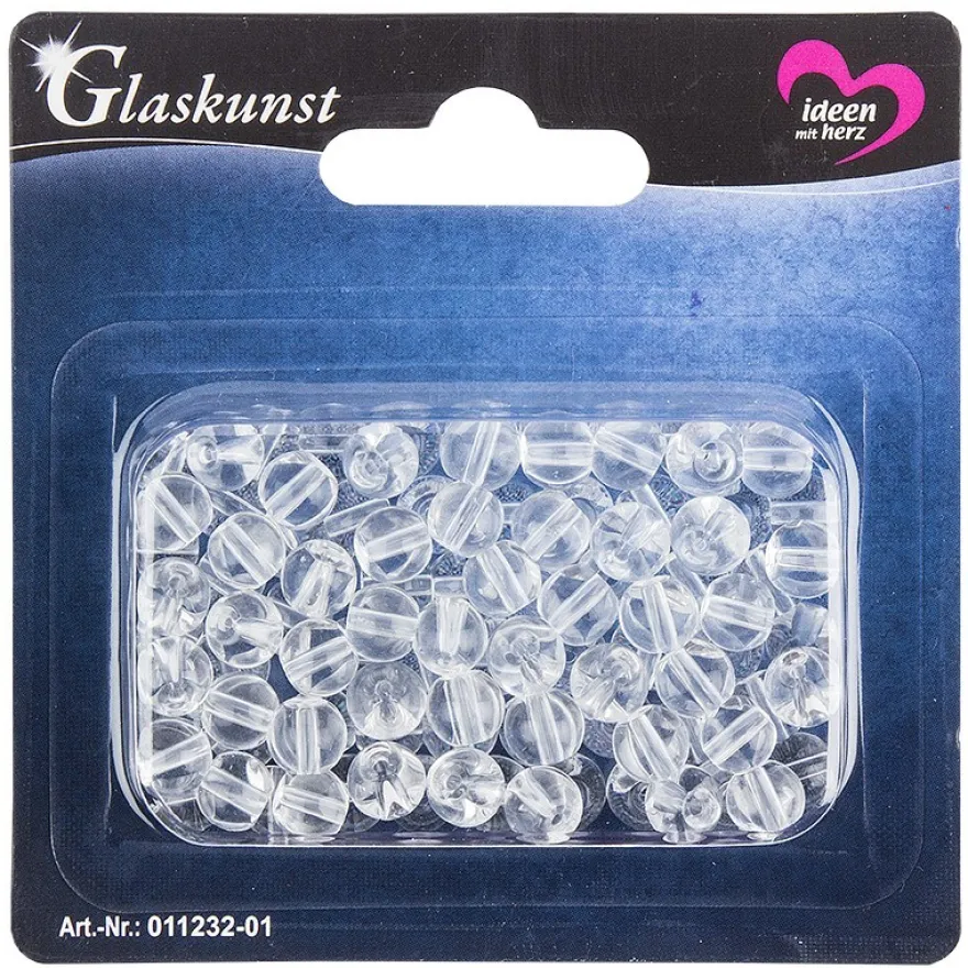 Glaskunst, Perlen, Kugel, Ø 0,8cm, klar, 100 Stück