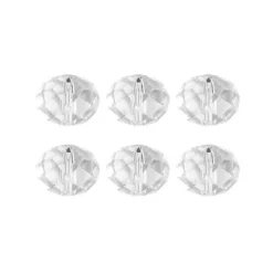 Glaskunst, Perlen, Rondell, 1,8cm x 1,2cm, facettiert, klar, 6 Stück