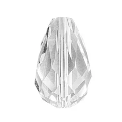Glaskunst, Perlen, Tropfen, 1,2cm x 1,8cm, facettiert, klar, 7 Stück