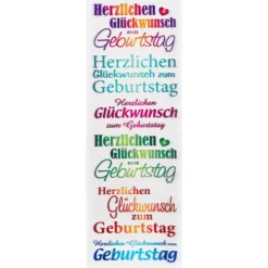 Glas-Relief-Transfers Deluxe, Anlässe & Wünsche 2, 10cm x 30cm, farbig, 5 Bogen