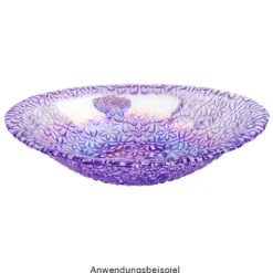 Glasschalen, oval mit Blumenrelief, 20,5cm x 13,4cm x 4,2cm, mit irisierender Oberfläche, 3 Stück